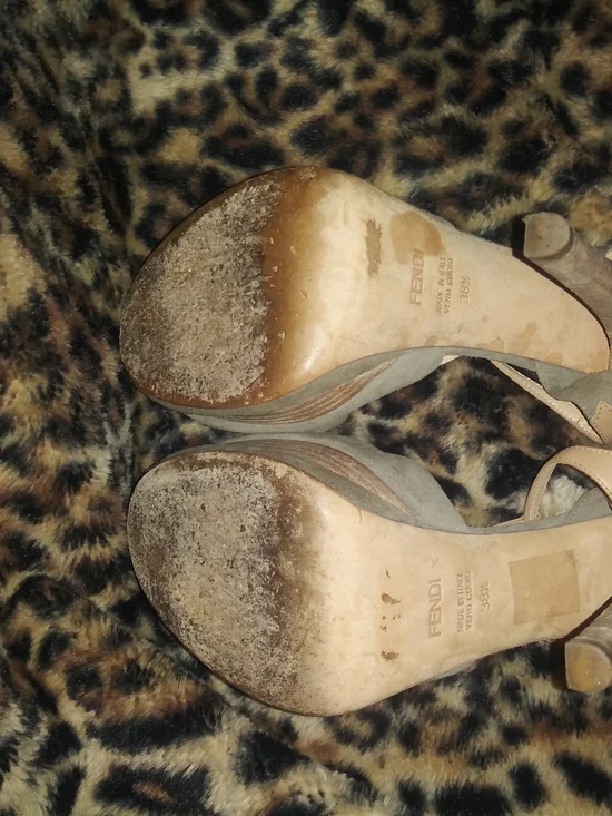 Fendi Taupe Suede T-Strap Platform Sandal - Picture 4 of 7